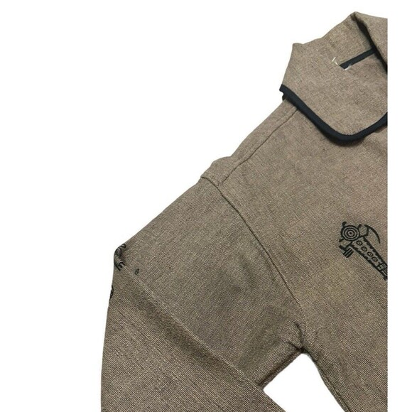 Venus Imports shacket top hieroglyphics large white buttons Nepal brown black - Picture 14 of 16